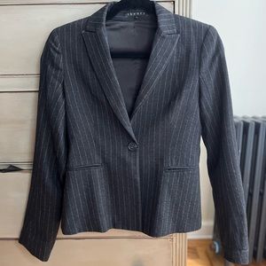 Theory grey pinstriped wool blazer